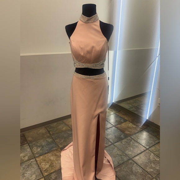 La Femme Blush Gown 25746 
Two pieces prom dress